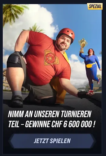 Superheld kniet auf Straße, Frau mit Pokal im Hintergrund