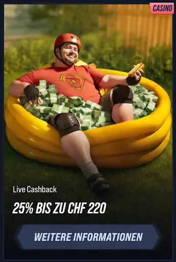 Mann im Superheldenkostüm sitzt im Pool voller Geldscheine